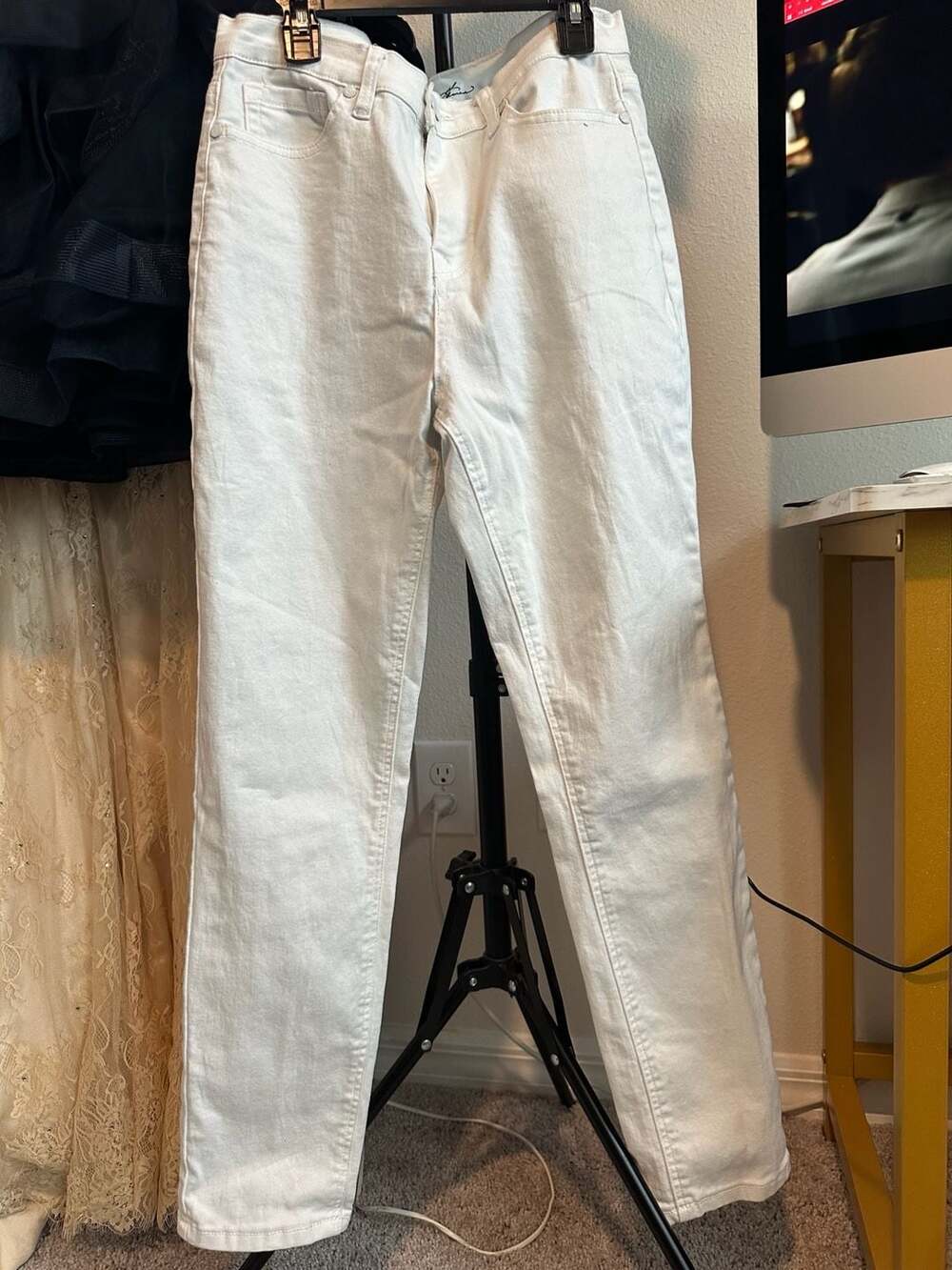 Diane Gilman White Straight Leg Jeans Size 8